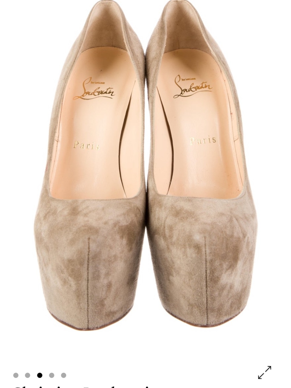 Christian Louboutin Taupe Suede Platform Pumps - Neutral Taupe